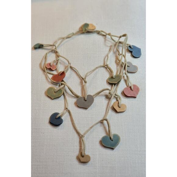 Handmade Wooden Heart Necklace Boho Chic Festival Hippie Inspired Stackable - Picture 6 of 6